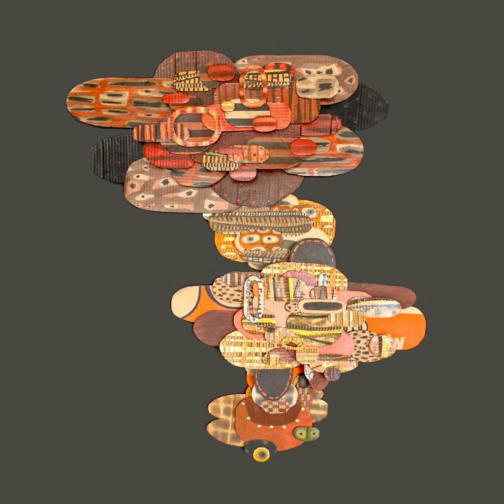 Gabrielle Bates
Red Nimbus 2025
Mixed media & cardboard wall installation
2m x 700cm 
